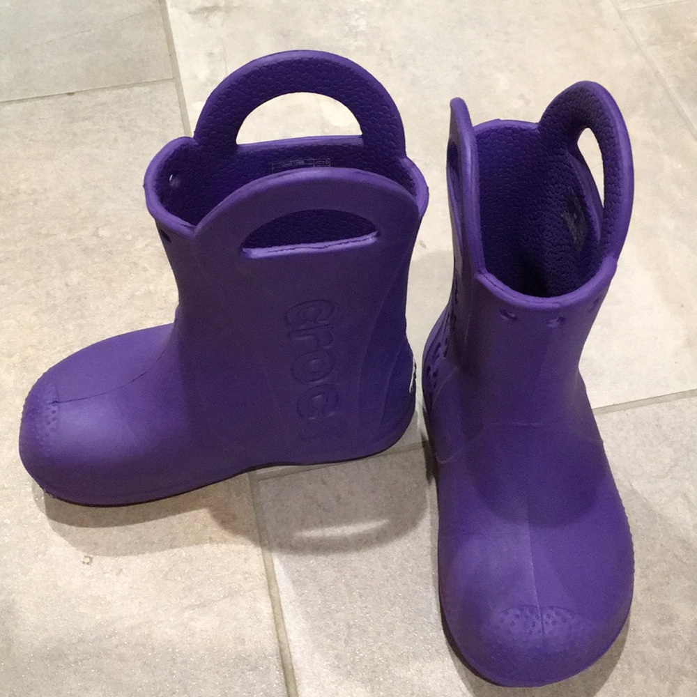 Purple Crocs Rain Boots